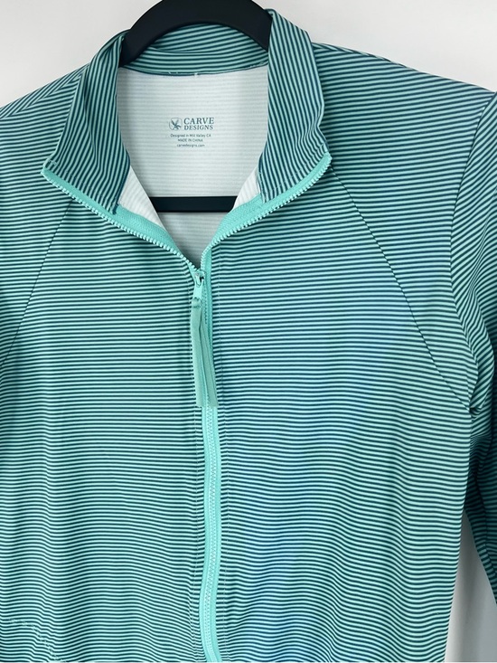 Carve Designs Rashguard Sunshirt- UPF 50+ - Stripes Full Zip - Size M - EUC - Picture 3 of 7